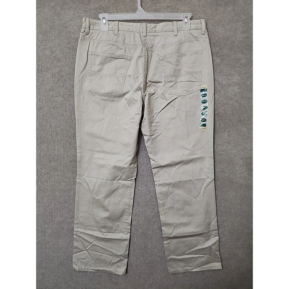 LL Bean Lakewashed Khaki Pants Men 36x30 Khaki Straight Leg NEW_7